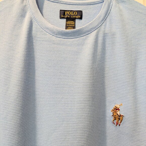 Polo Ralph Lauren Blue Riding Bear Waffle Thermal Crew-Neck T-Shirt 2XL - Picture 1 of 6